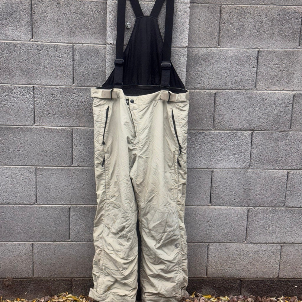 Vintage Black Dot Ski Snowboard Bib Pants Beige Black Size CL